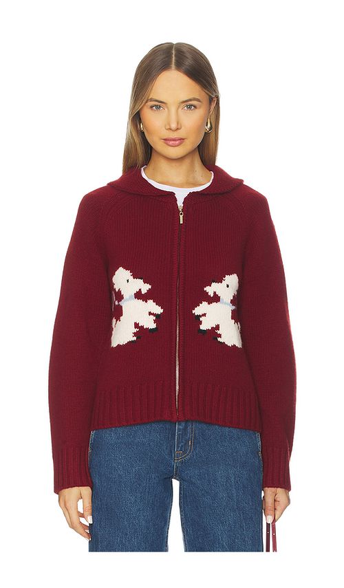 Tanner Fletcher Wellington Poodle Zip-up Sweater in Burgundy. 3/L. Also /XS, 1/S
