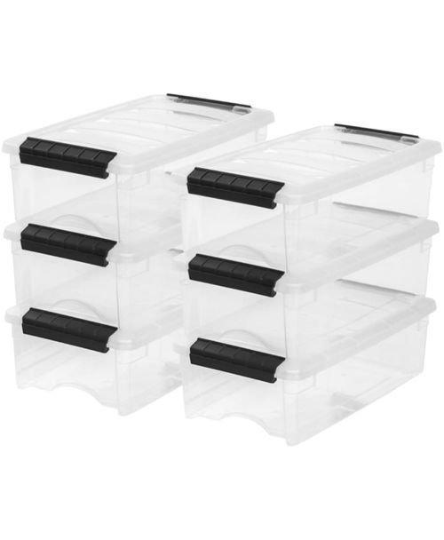 Usa 6 Qt Stackable Plastic Storage Bins with Lids, 8 Pack - Bpa-Free, Made in Usa - See-Through Organizing Solution, Latches, Durable Nestable Co