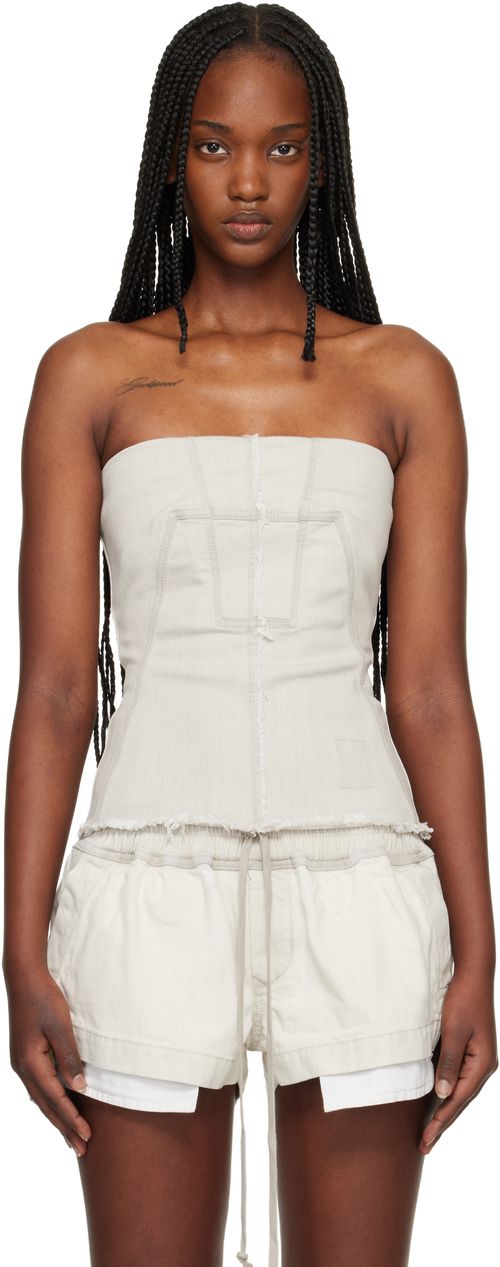 Off-White Temple Bustier Denim Top
