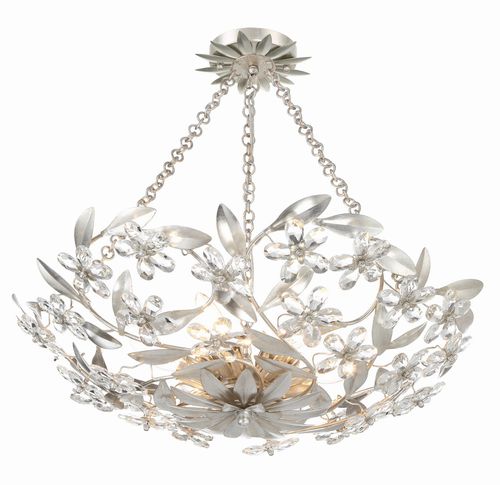 Marselle 6-Light Semi-Flush Mount in Antique Silver