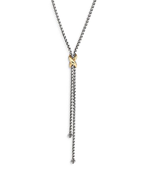 Sterling Silver & 18K Yellow Gold Petite X Lariat Necklace, 17-18