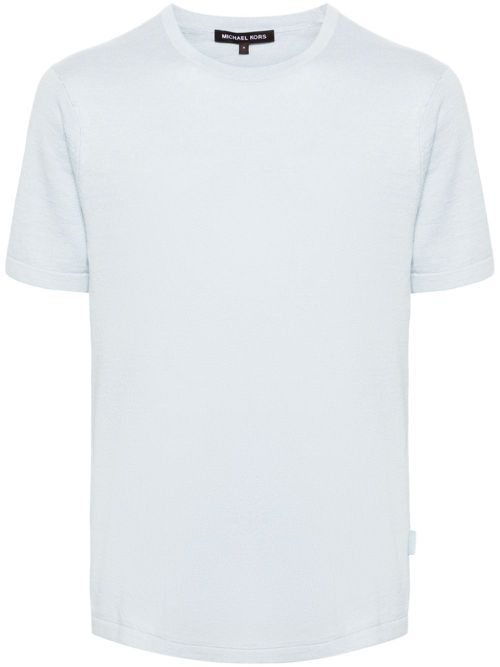 Round-neck ribbed-knit T-shirt - Blue