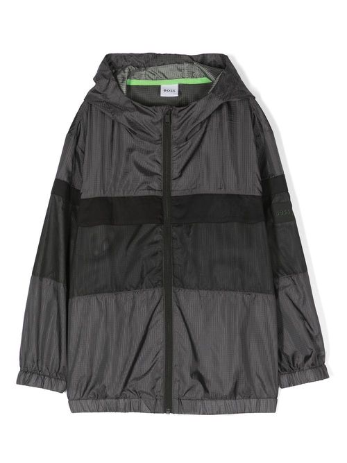 Logo-print hooded jacket - Grey