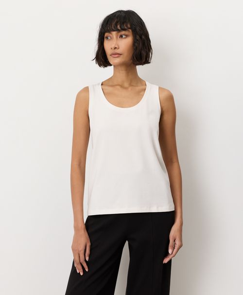 Women's Cream Luxe Essential Scoop Neck Tank