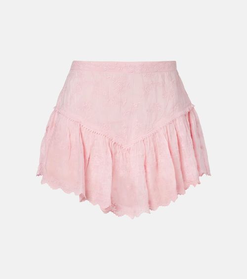 Embroidered cotton and silk shorts