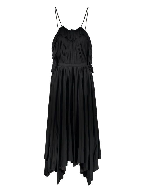 Pleated ruffled dress - Black
