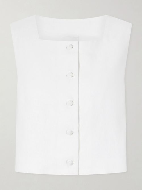 Rio Linen Tank Top - White