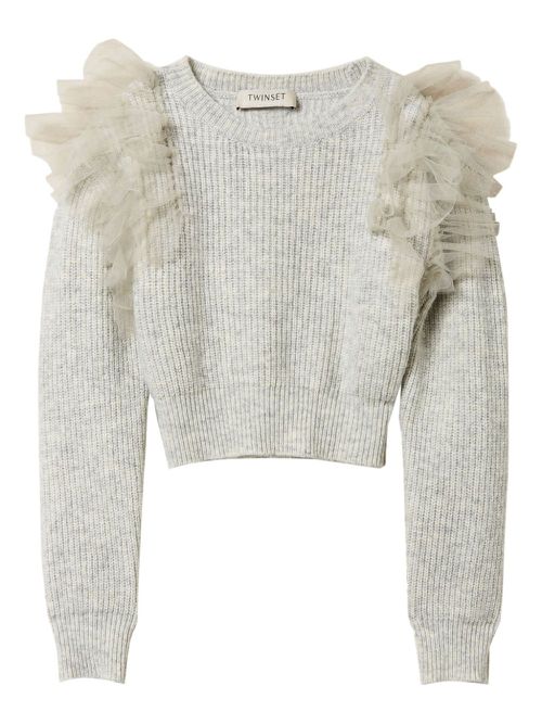 Tulle detailing jumper - Grey