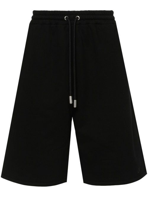 Logo-embroidered cotton shorts - Black