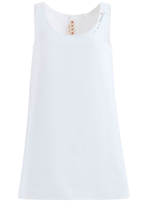 Logo-embroidered cotton minidress - White