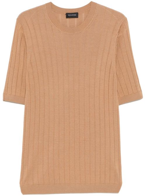 Ribbed-knit T-shirt - Brown