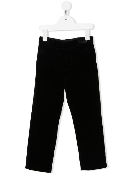 Straight-leg velvet trousers - Black