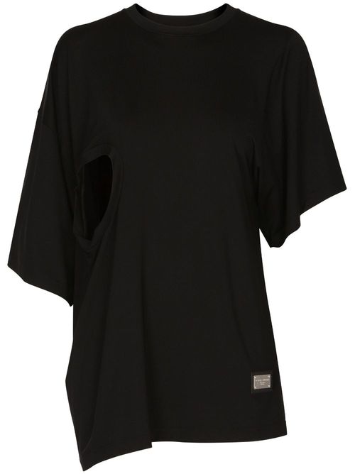 Asymmetric logo-plaque T-shirt - Black