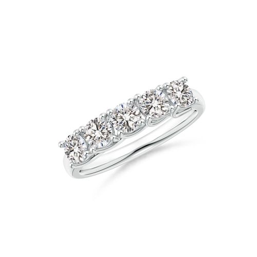 Angara 1.0 Carat Half Eternity Five Stone Diamond Wedding Band in 18K White Gold