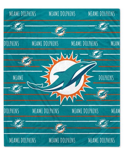 Miami Dolphins Nfl Team Center Stripe Logo Fleece Throw