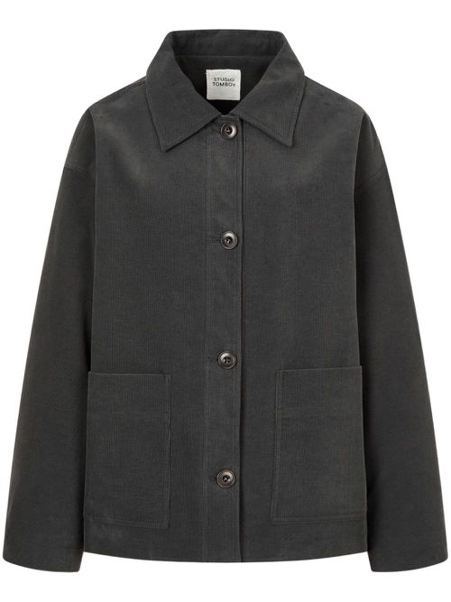 Corduroy spread-collar shirt jacket - Grey