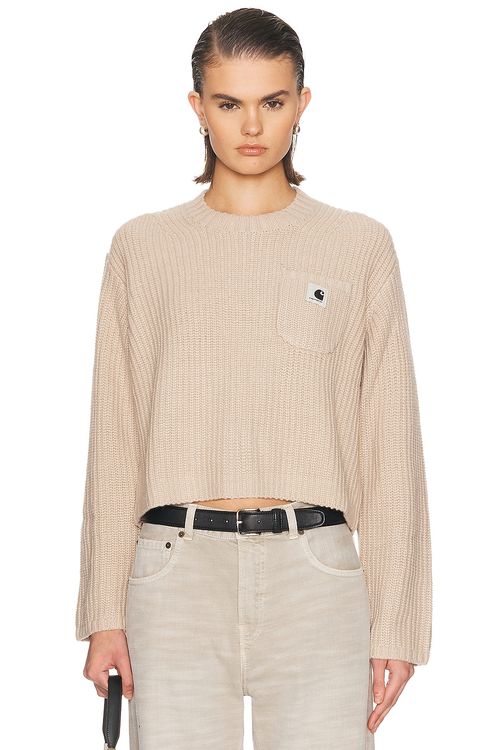 Carhartt WIP Mira Sweater in Fleur De Sel - Taupe. L also in M