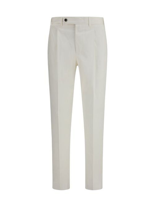 Cotton-Silk Blend Trousers — White