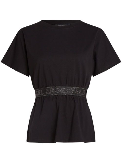 Glitter logo-tape T-shirt - Black