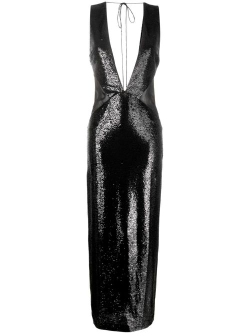 Sequin-embellished maxi dress - Black