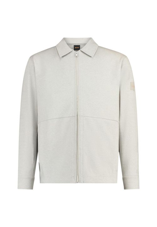 Grey Solid Shirt Collar Sweatshirt