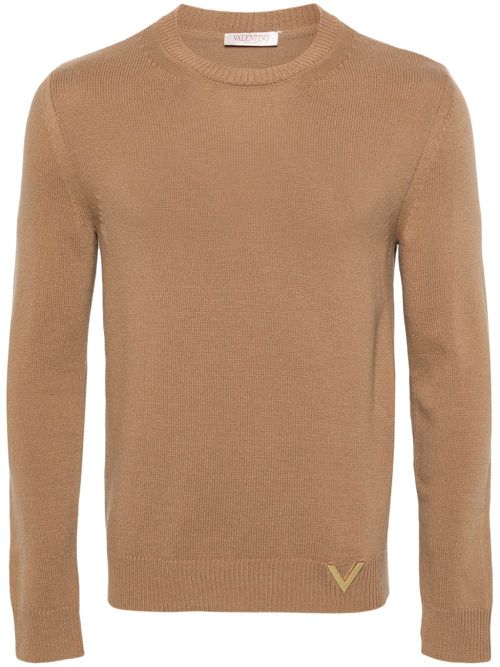 VLogo virgin wool jumper - Brown