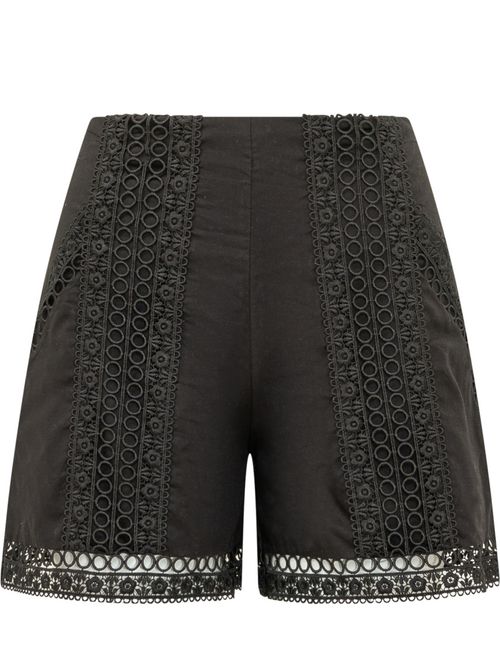 Black Embroidered Shorts