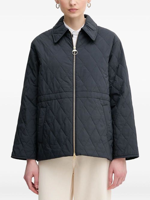 Clarissa quilted diamond-pattern jacket - Blue