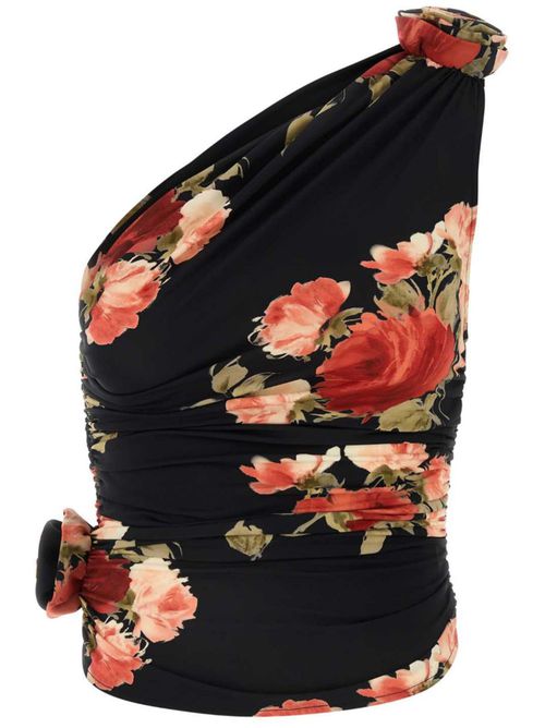 Floral-print top - Black