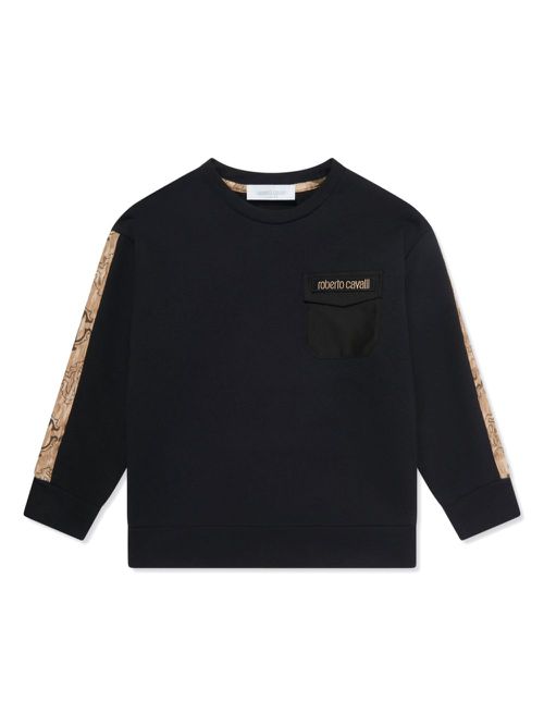Monogram-print cotton sweatshirt - Black
