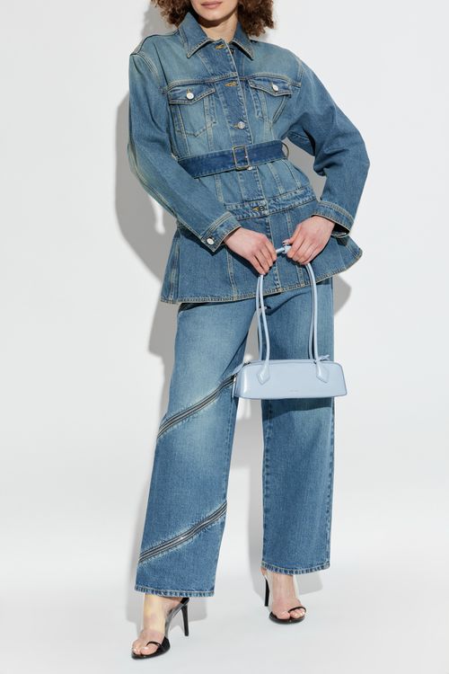 Denim Jacket With Belt, Women's, Blue