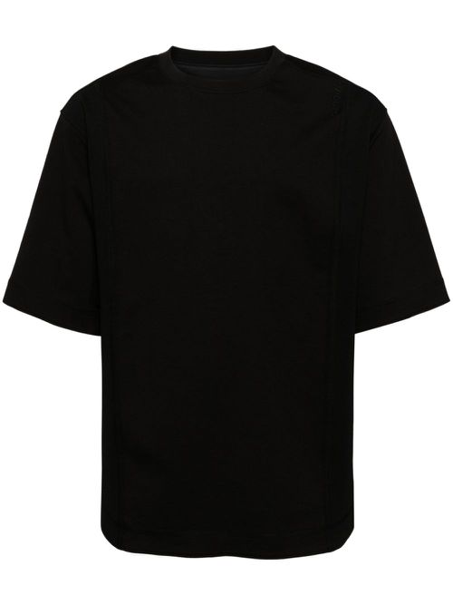 Round-neck cotton-blend T-shirt - Black