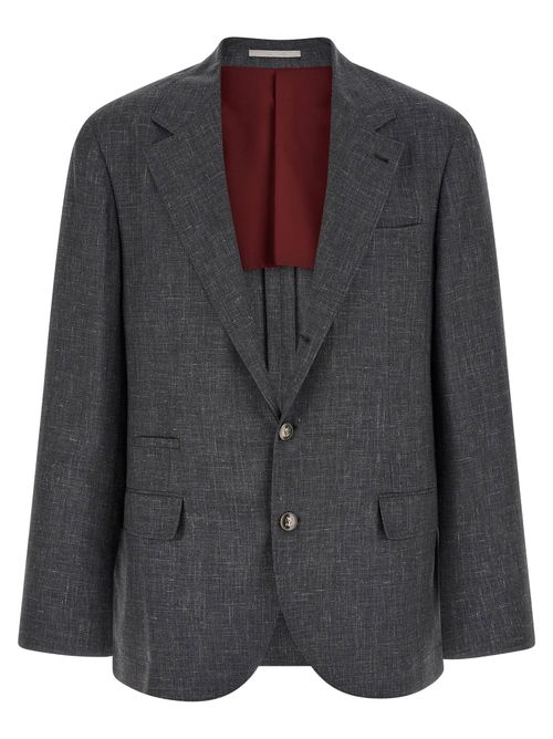 Flamed Wool Canvas Blazer — Gray