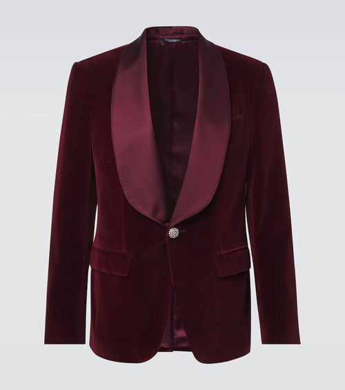 Cotton-blend velvet tuxedo jacket