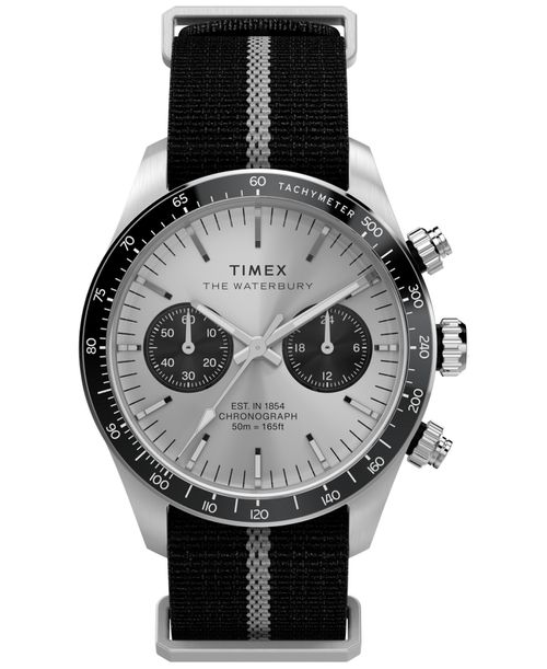 Men's Chronograph Black Fabric Watch, 39mm - Black