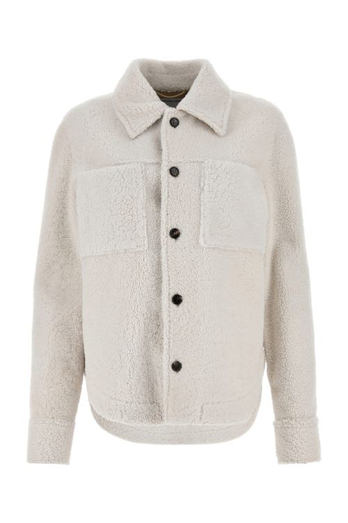 Chalk shearling oversize shirt