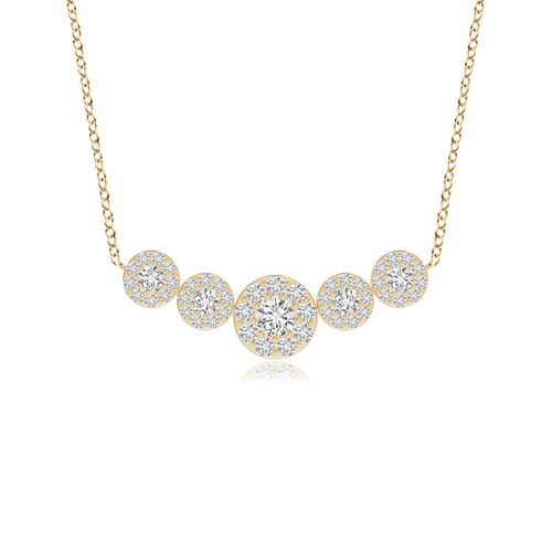 Angara 0.32 Carat Graduated Five Stone Diamond Halo Necklace in 14K Yellow Gold