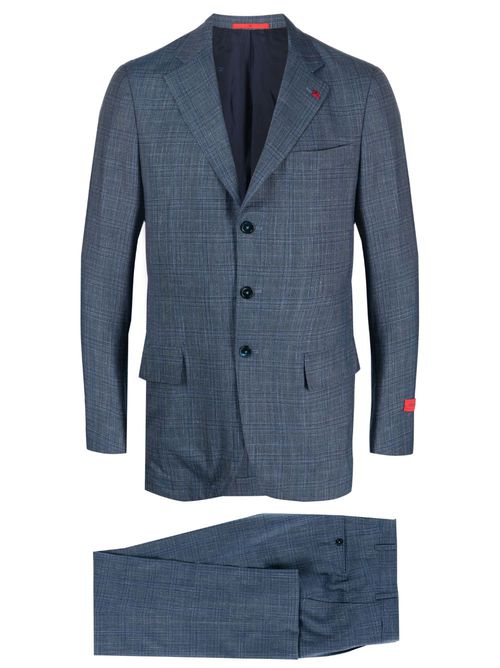 Plaid-print single-breasted suit - Blue