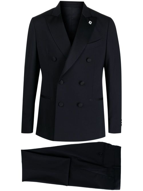 Double-breasted wool suit - Blue