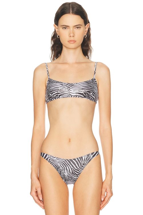 Blumarine Bikini Top in Natural White & Black - Black,White. L also in M