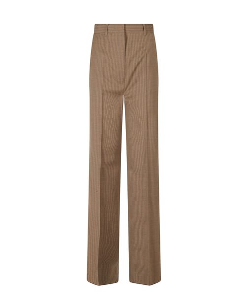 Pinstripe Virgin Wool Trousers — Camel