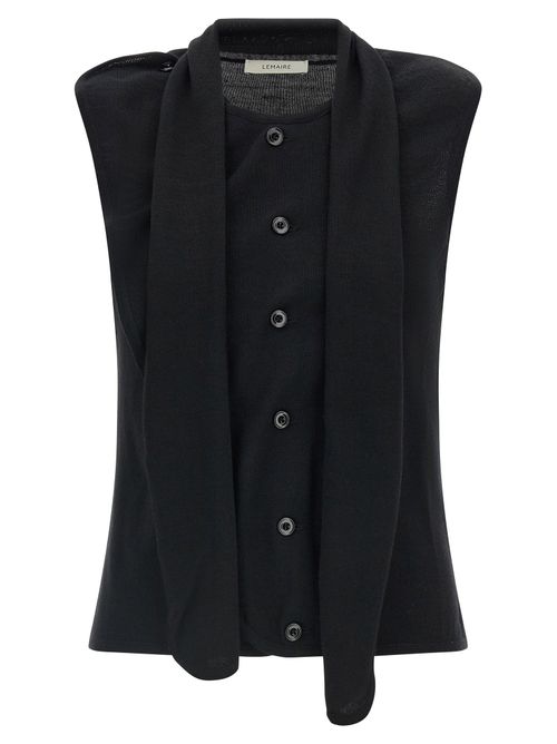 Draped Panel Vest — Black