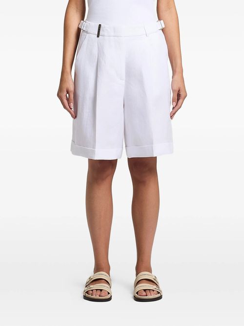 Pleated Tailored Shorts — White