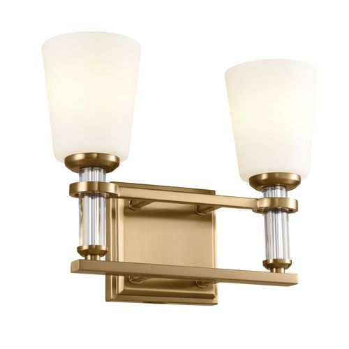 Brushed Natural Brass Two Light Bath from the Rosalind Collection