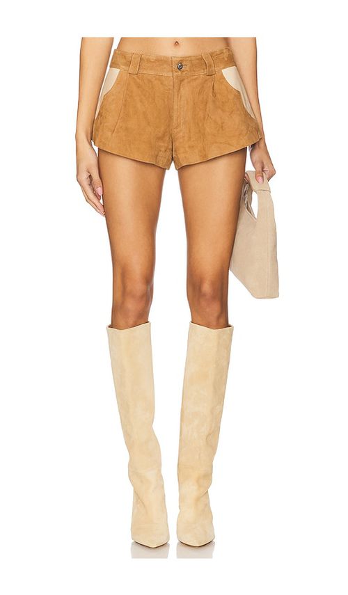 Understated Leather Combo Short en Brown.  M. Also en