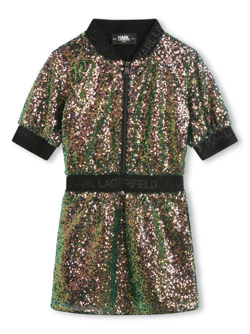 Sequin-embellished logo-jacquard minidress - Neutrals
