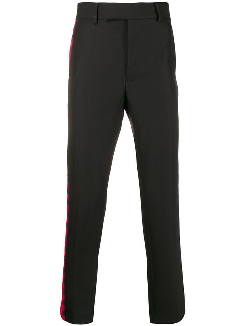 Side checked trousers - Black