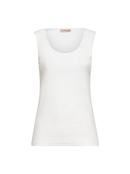 Ribbed Jersey Tank Top — White