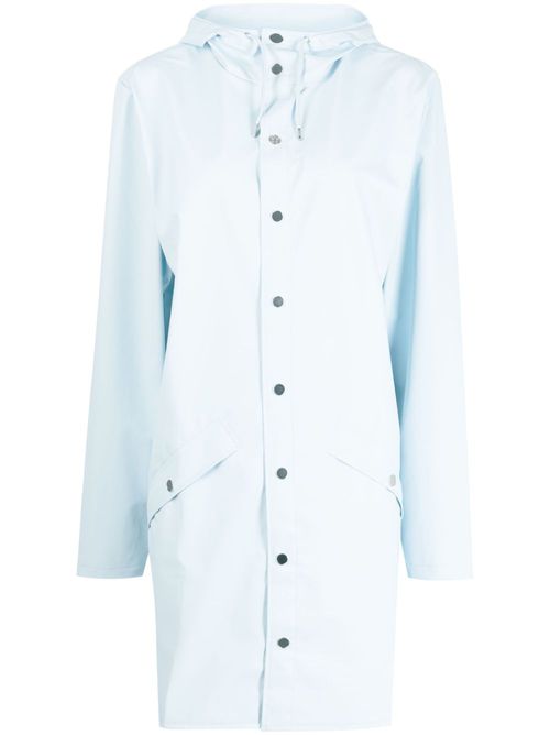 Knee-length drawstring-hood jacket - Blue