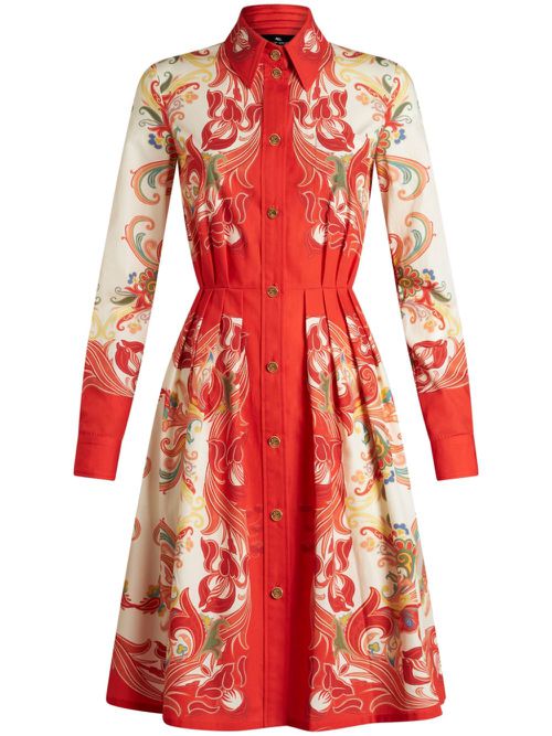Paisley-print shirt dress - Red
